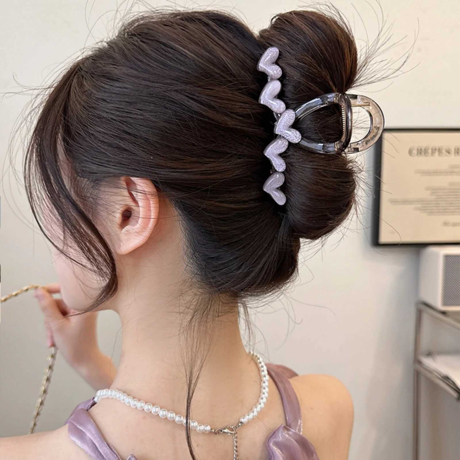 1PC Cute Heart - Shaped Hair Claw Set For Back - of - Head Trendy Hair Accessories for Women H260326
