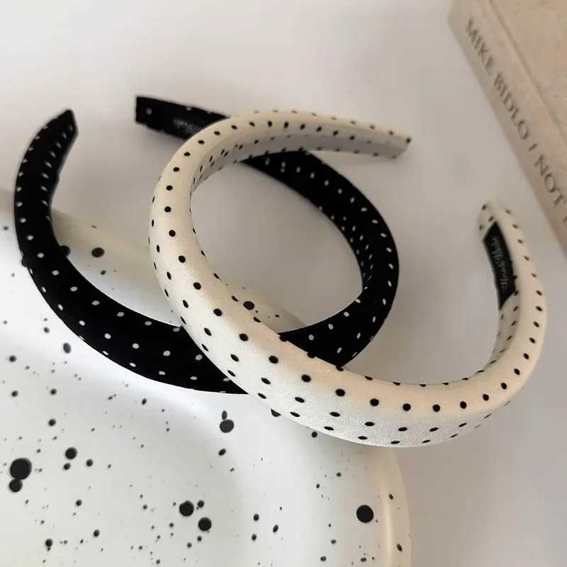 Retro Satin Polka Dot Sponge Headbands for Woman Fashion Temperament Hair Hoop Wash Face Hair Band Female Party Hair Accessories D260326
