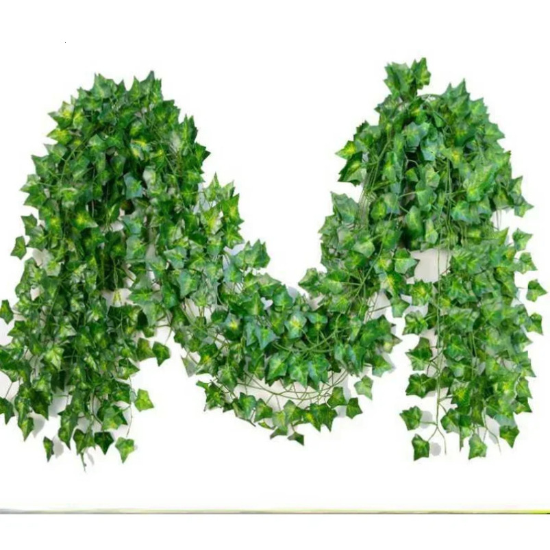 Cross-Border Hot Selling Artificial Rattan Leaves Decoration Green Radish Climbing Grape Leaf Ceiling Plant Flower Vine