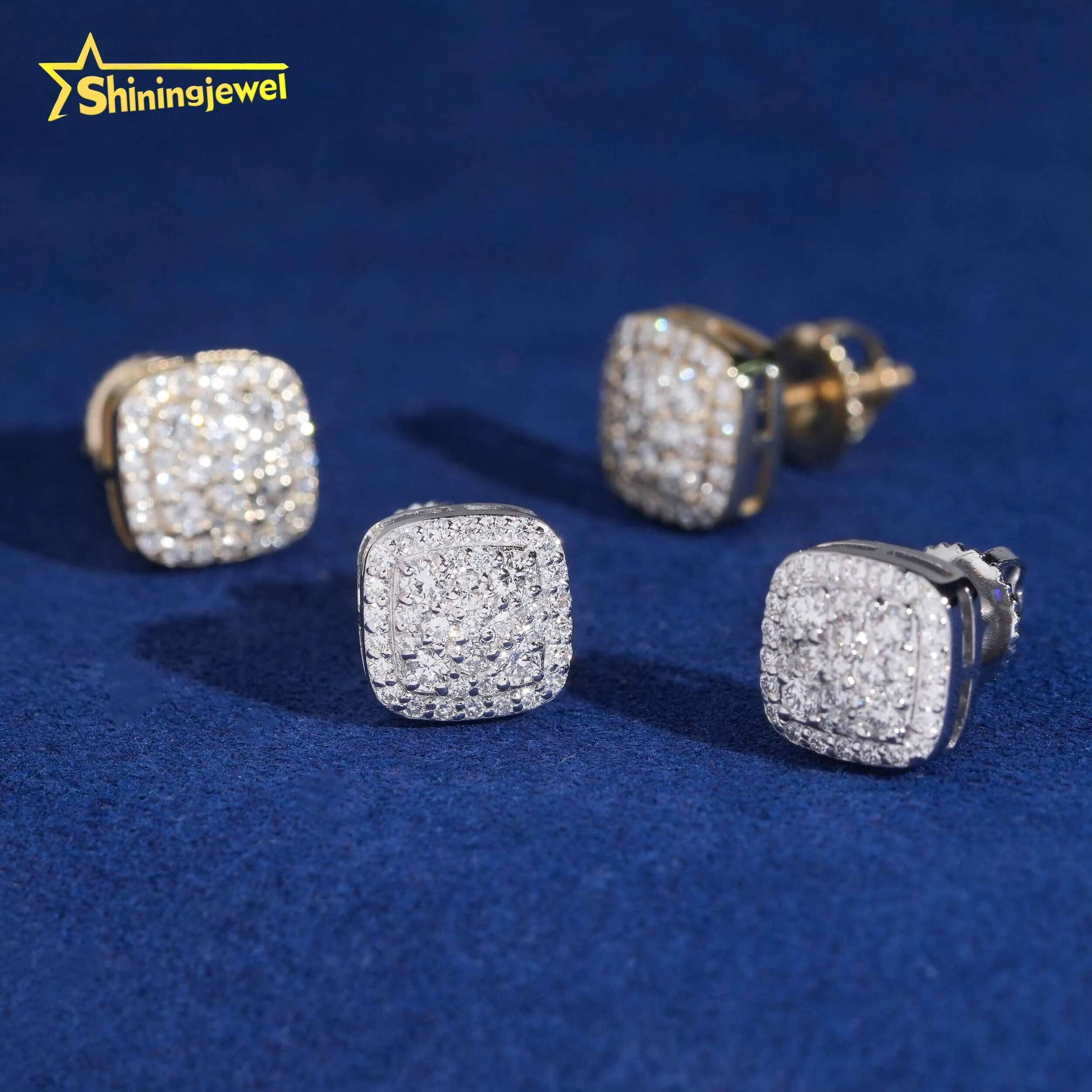 Wholesale Price Fine Jewelry Pass Diamond Test Hpht Lab Grown Diamonds 925 Silver Gold Plated Screw Back Stud Earrings