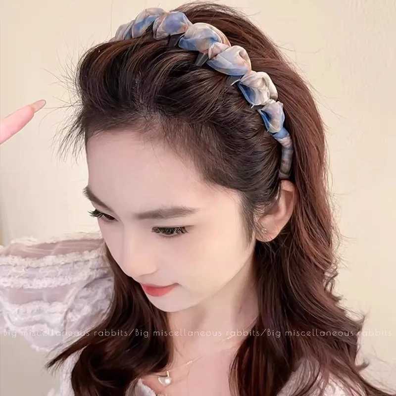Korean Colorful Chiffon Toothed Hairband For Women Girls Sweet Hair Ornament Headband Hair Hoop Hair Band Fashion Hair Accessory D260326