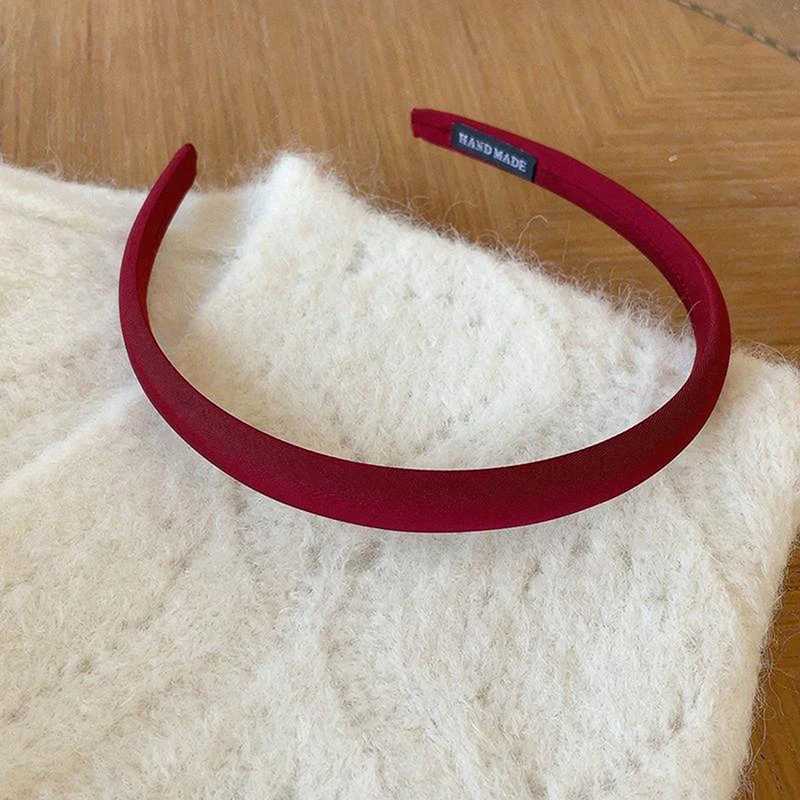 Korean Style Classic All-match Wine Red Hair Band Red Thin Headband Vintage Fashion Hair Hoops For Women Girls Hair Accessories D260326