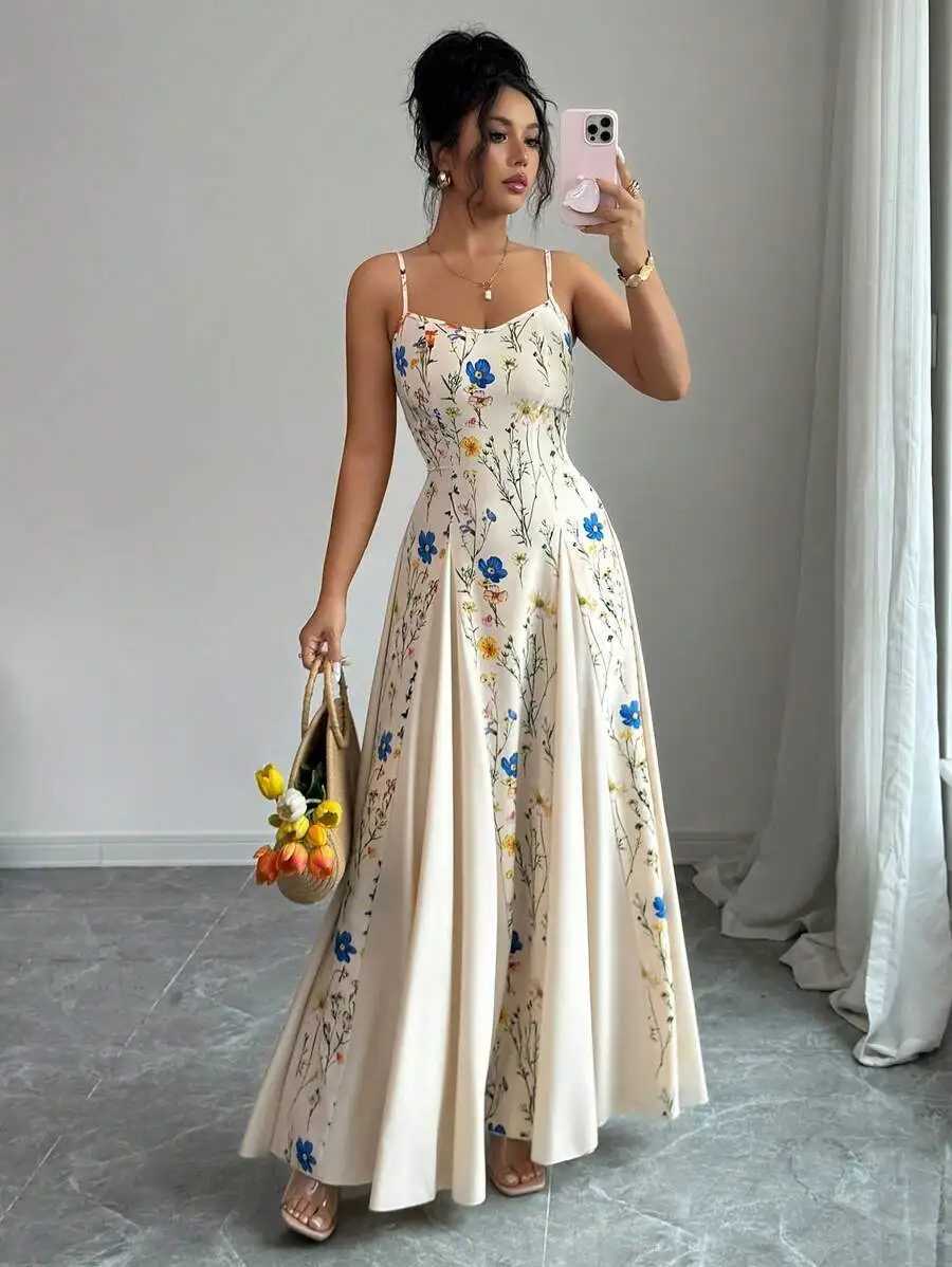 EleGant Floral Print SLeeveless Maxi Dress for Spring Summer M260326