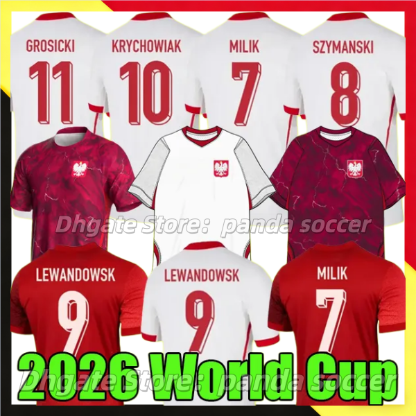 2026 Poland World Cup New Men Home Away Polska National Team LEWANDOWSKI Soccer Jerseys BEDNAREK CASH ZIELINSKI SZYMANSKI KIWIOR Polish kids kits Football Shirt