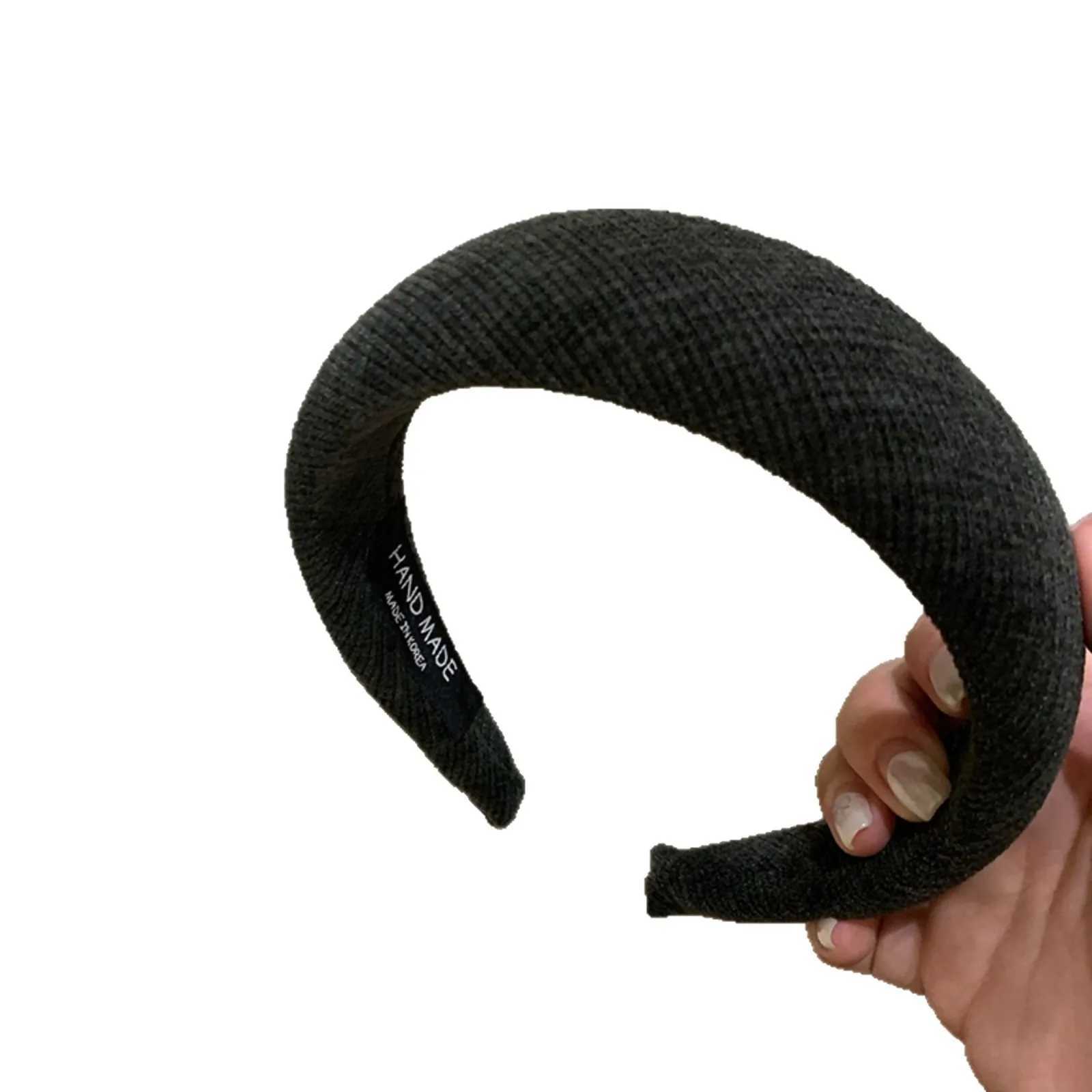 Retro Wide Padded Headband New Korean Soft Corduroy Chenille Hairband for Women Face-framing High Crown Hair Hoop Solid Headwrap D260326