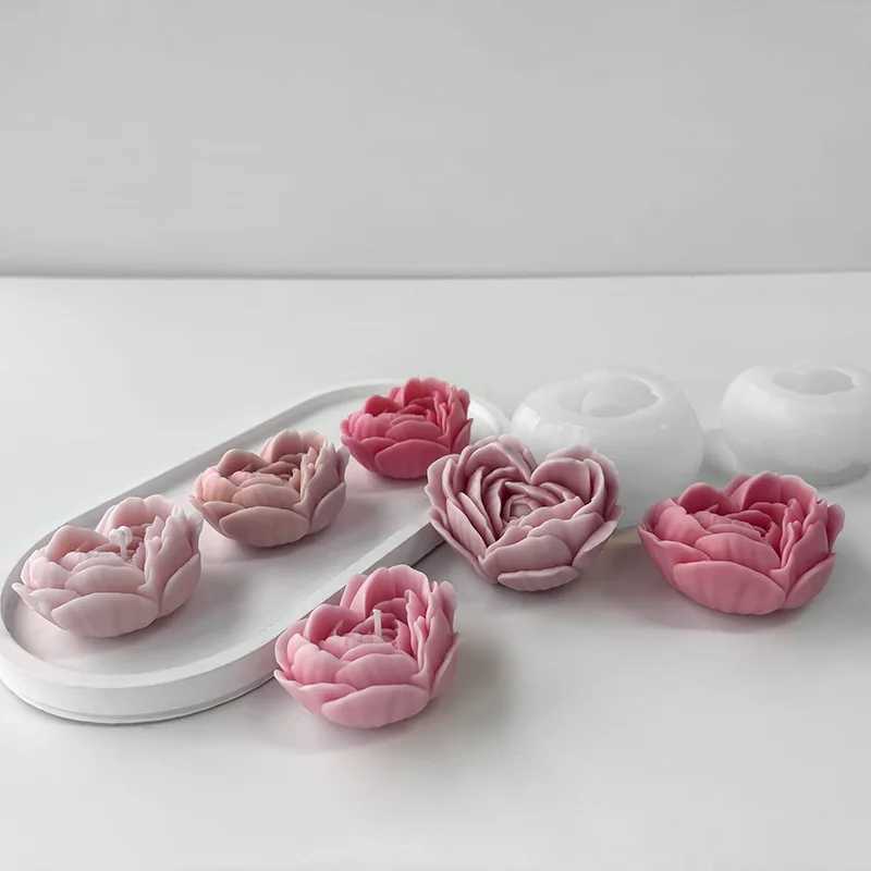 Love Flowers Mold DIY Heart Shaped Roses Aromatherapy Candle Epoxy Resin Plaster Mould Handmade Soap Silicone Molds H260326