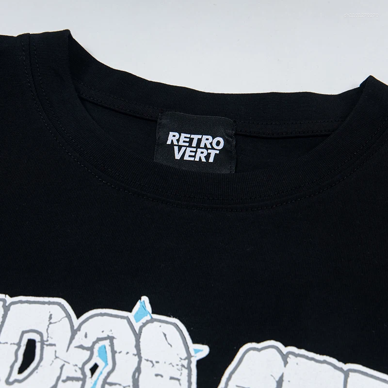 Men's T Shirts Retrovert T-Shirt Washed Distressed Graphic Tees Cotton Letter Print Dark American Sprayed Wash Loose Versatile Cotton Short Sleev