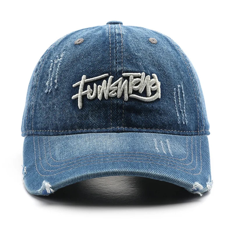 Japanese Retro Washed Denim Letter Embroidered Cap Outdoor Sports Mens Travel Sun Hat Baseball Cap Classic Versatile Comfortable 260323