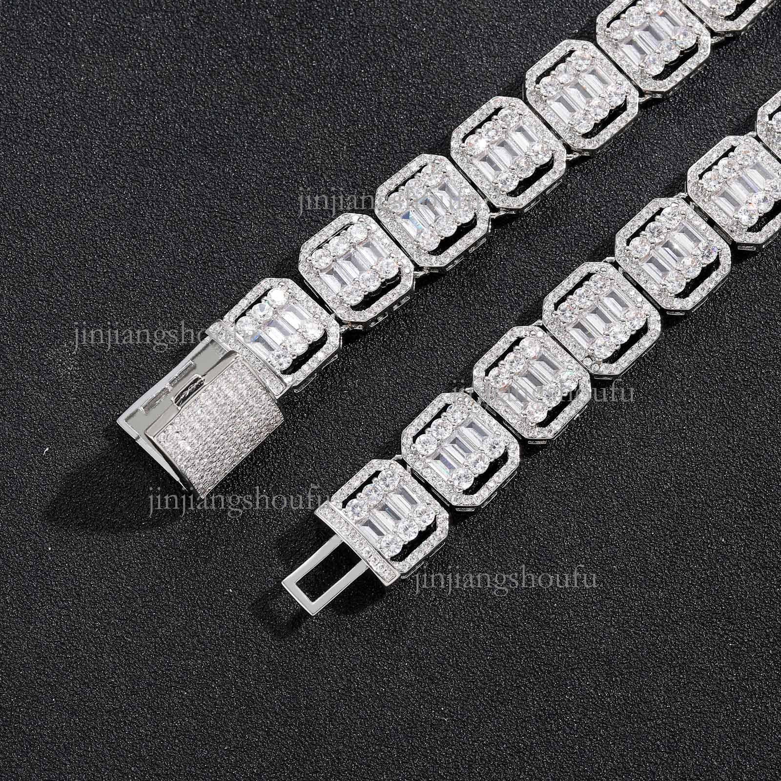 Hip Hop Style Designer Bracelet Luxury Men's Jewelry Accessories High-quality 13mm Sugar Cube Mixed Square And Circular Diamond Hollow Inlaid Dia