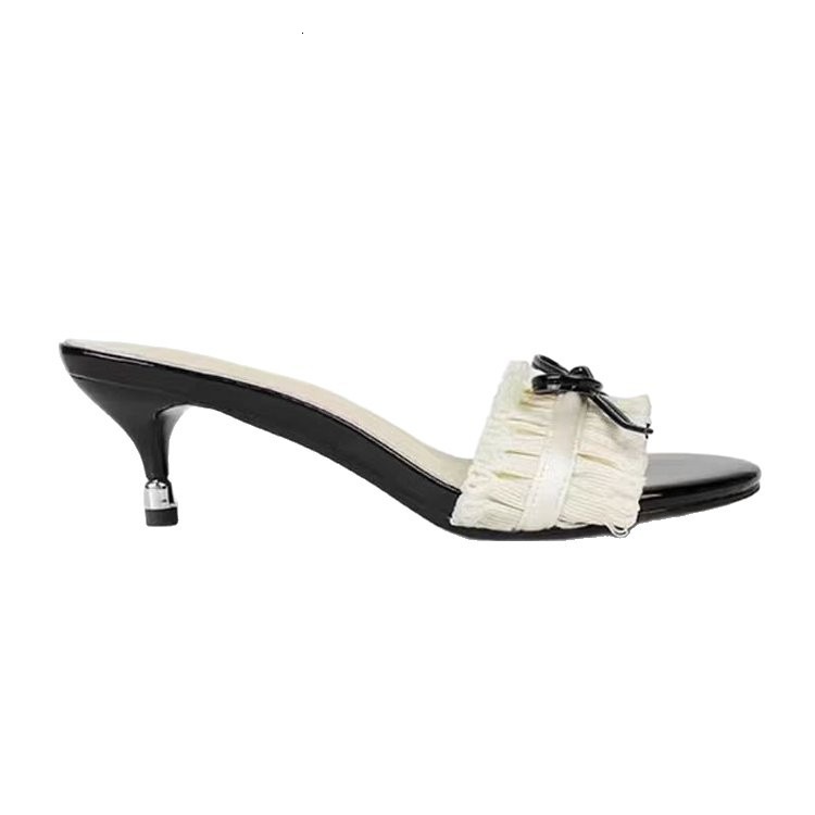 Ddmysports Bowknot Fairy Style High Heel Women Summer Suitable For Wearing With Dresses Comfortable Thin Slide Sandals Outdoor Shoes
