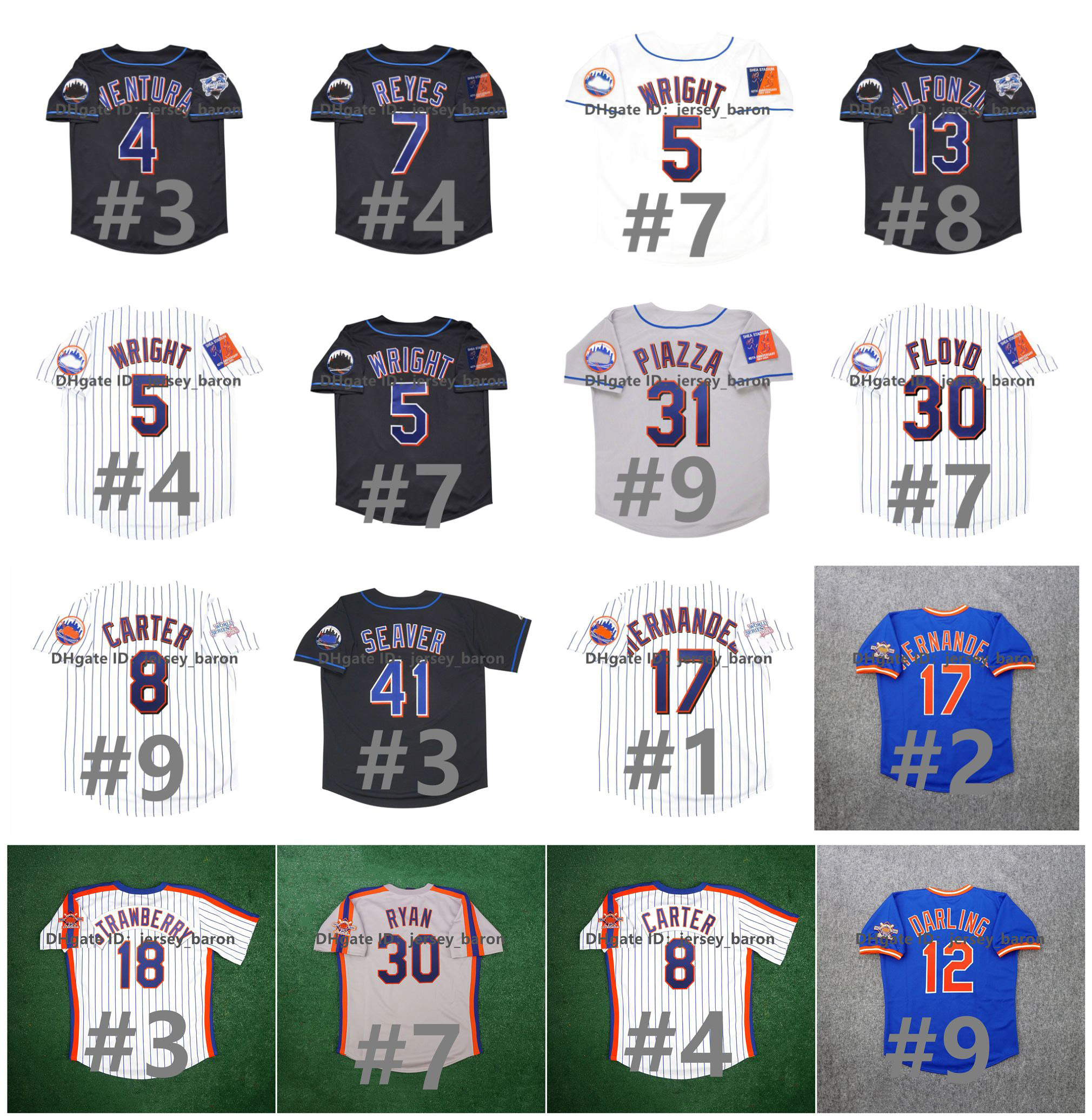 Vintage David Wright 2000 World Series Mets Baseball Jerseys Francisco Lindor Piazza Ventura Jose Reyes Edgar Alfonzo Tom Seaver Gary Carter Darryl Strawberry