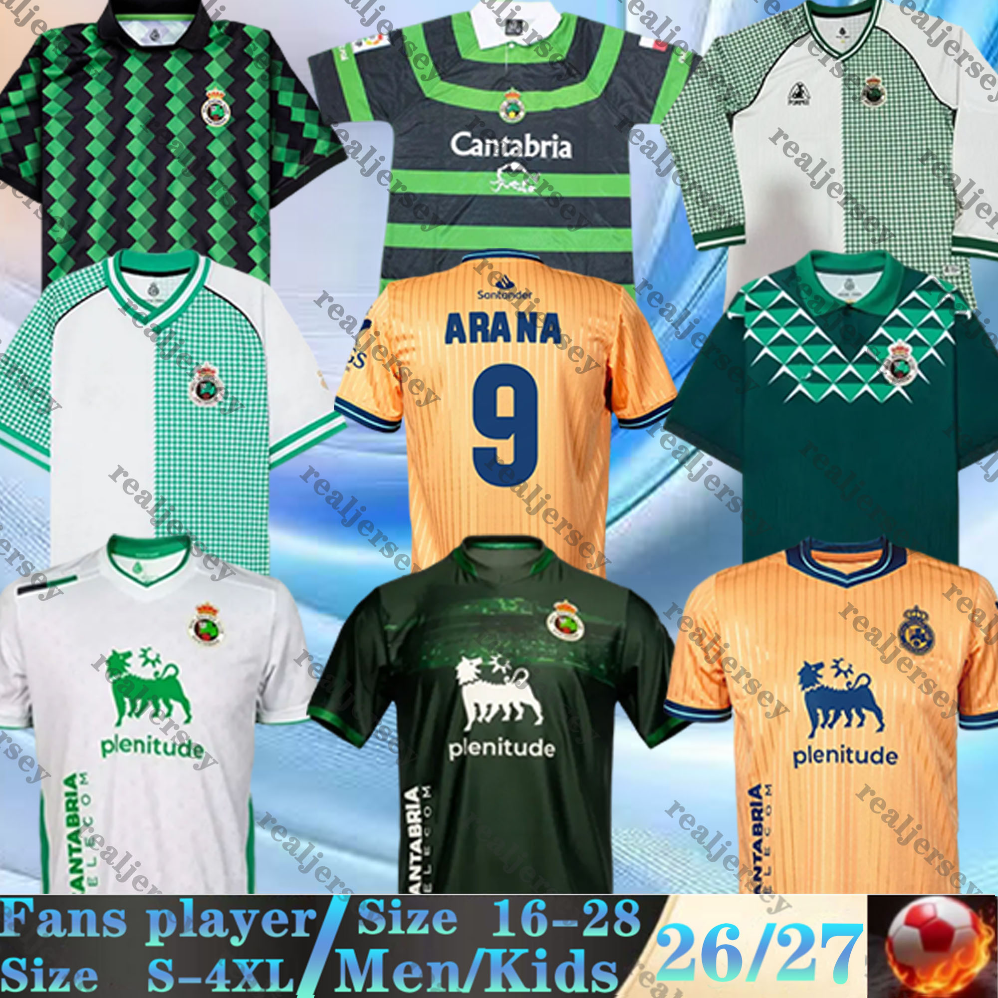 25 26 Racing de Santander Soccer Jerseys Retro 1999 2001 VICENTE JEREMY ANDRES ARANA Home away Third SULEIMAN MICHELIN ALDASORO 2025 2026 Football Shirts men kids kit