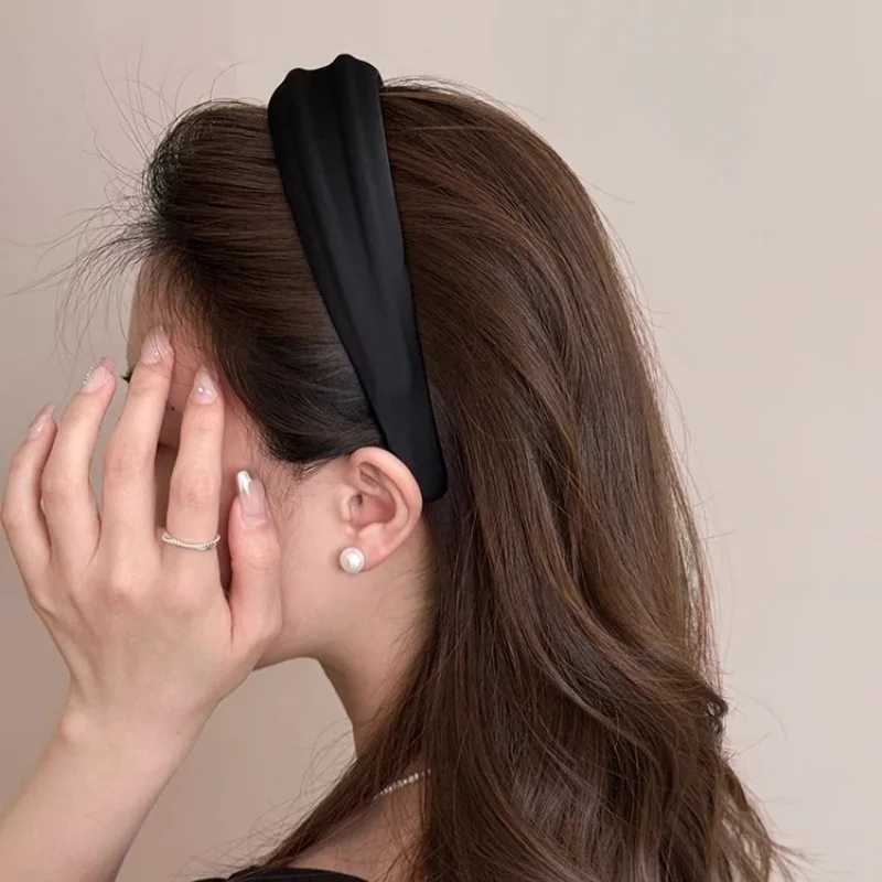 New Korean Style Satin Headbands Solid Color 4cm Wide Hairbands Ladies Non-slip High Cranium Hair Hoops Fashion Hair Accessories D260326