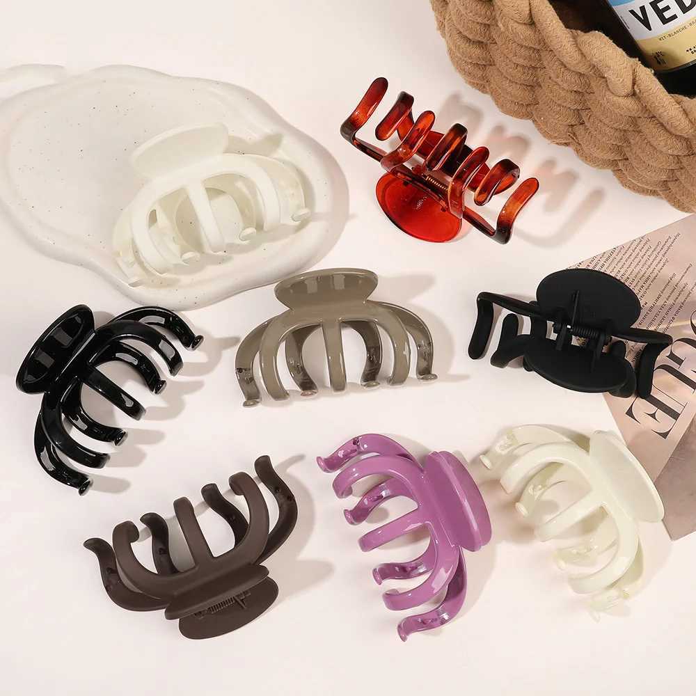Women Fashion Large Hair Claw Clip Korean Simple Acrylic Hairgrips Shark Hairpins Clamp Matte For Girl Ponytail Hair Accessories H260326