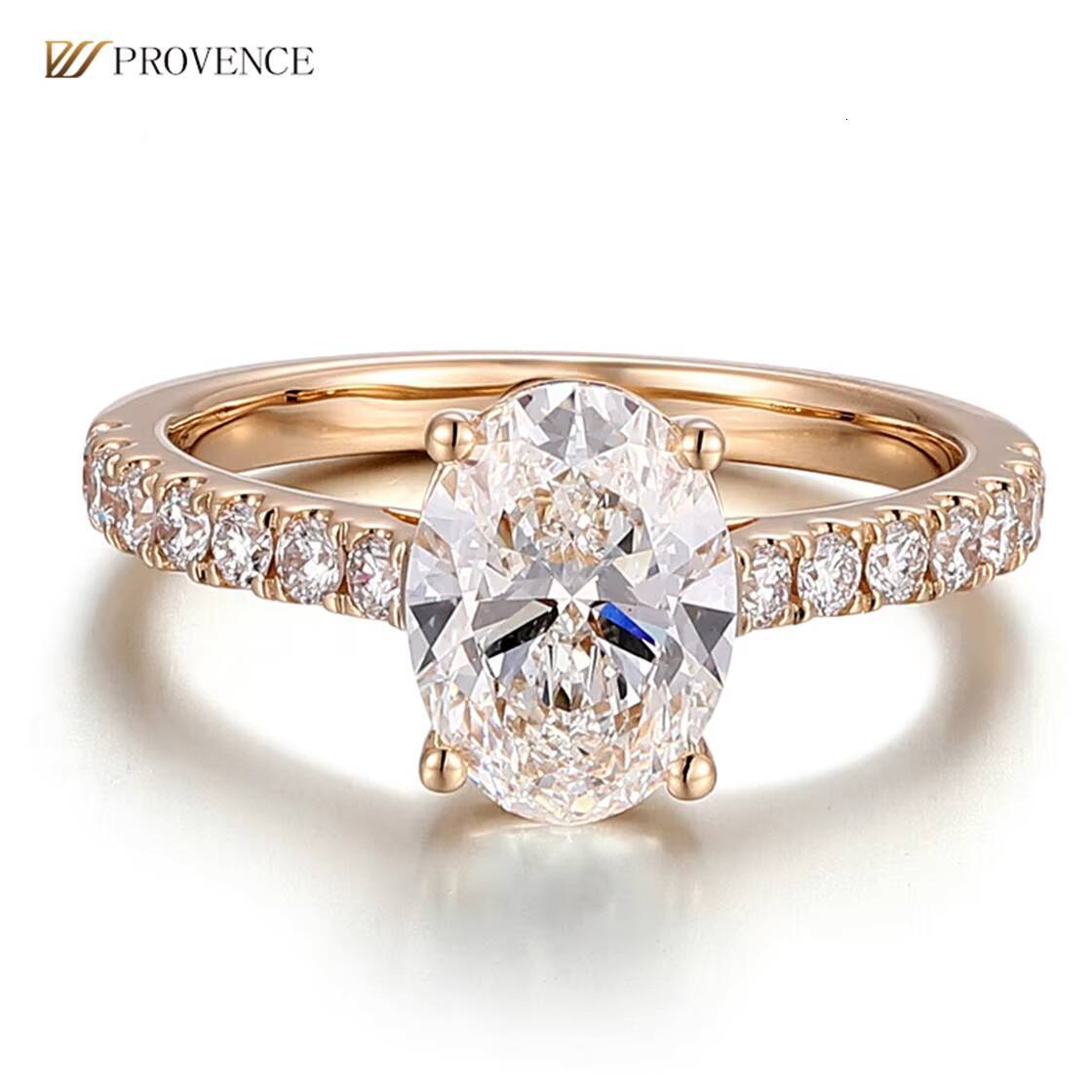 18K Solid Yellow Gold Fine Jewelry Ring Customizable Designer Oval Cut D VVS Lab Grown Diamond Wedding Engagement Gift for Women