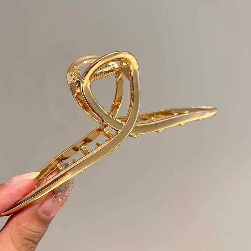 Korean style large shark clip high-end metal hair clip womens fashion new H260326