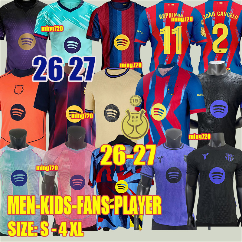 Barcelona 26 27 LAMINE YAMAL Lewandowski RASHFORD soccer jersey Ed Sheeran OLMO GAVI Raphinha FERRAN 2026 football shirt kids home away men kids kit