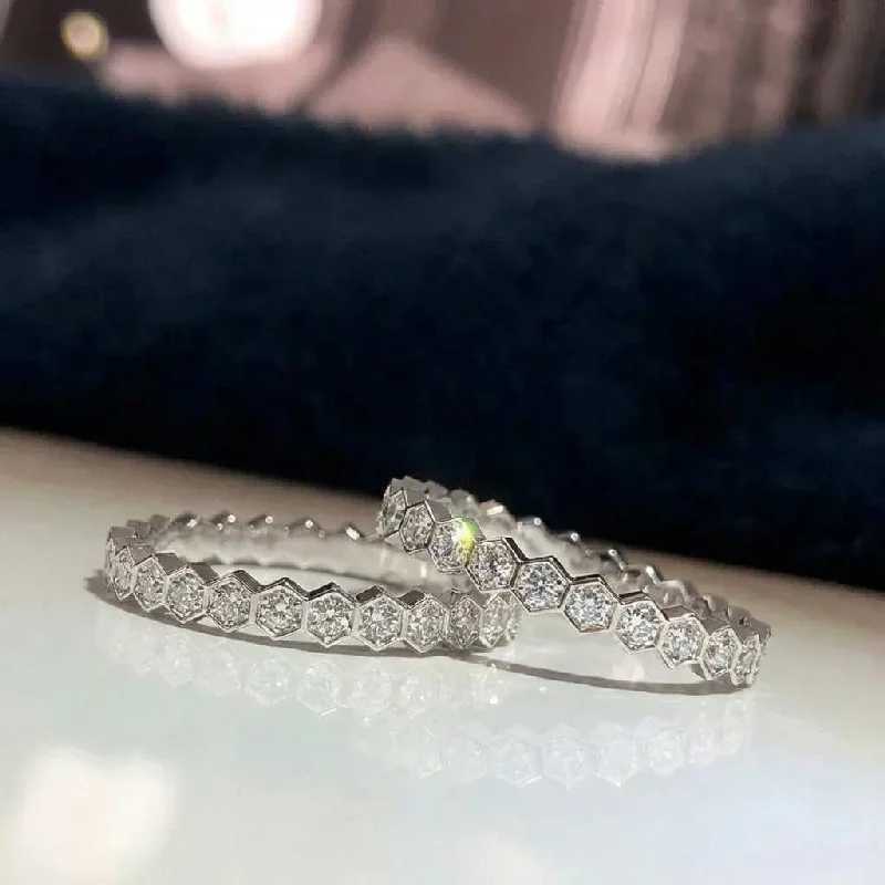 925 Sterling Silver Vintage Geometric Shape Zircon Rings For Women Gift Match Daily Party High Quality Fine Jewelry Accessories H260327