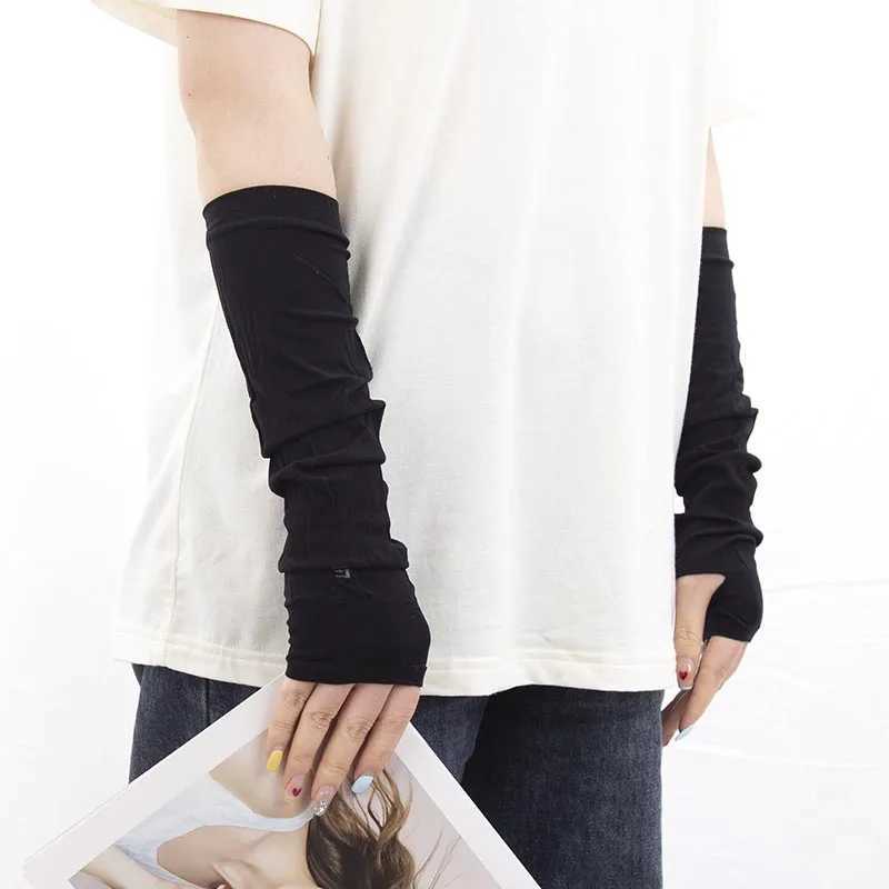 1 Pair Unisex Summer Finger Sleeve Ice Cool Wearing High Elastic Elbow Spring Outdoor Riding Fingerless Fishing Ice Silk Sleeves D260326