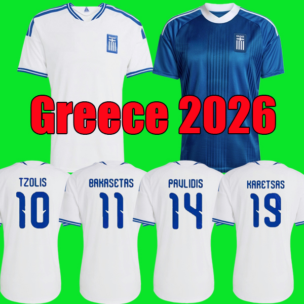 2026 Greece football shirt TZOLIS PAVLIDIS greece jersey KOSTOULAS KARETSAS BAKASETAS soccer jerseys MOUZAKITIS KOULIERAKIS TSIMIKAS VAGIANNIDIS kit uniforms