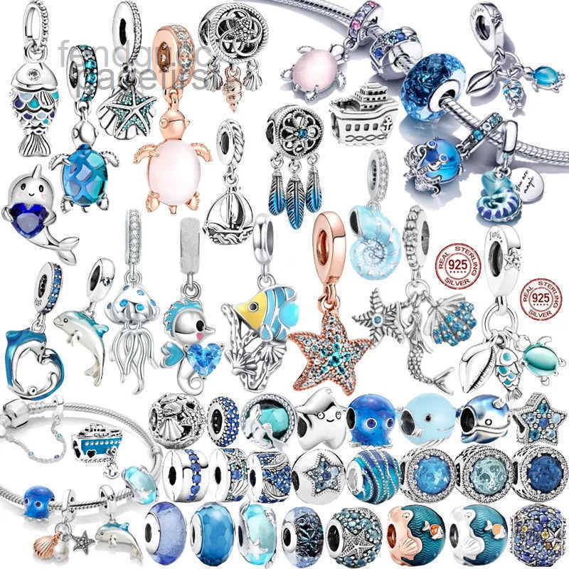 925 Sterling Silver CharmPink Original Fish Turtles and Snails Fashion Charms Set Pendant DIY Fine Beads Jewelry A Special Gift for Women