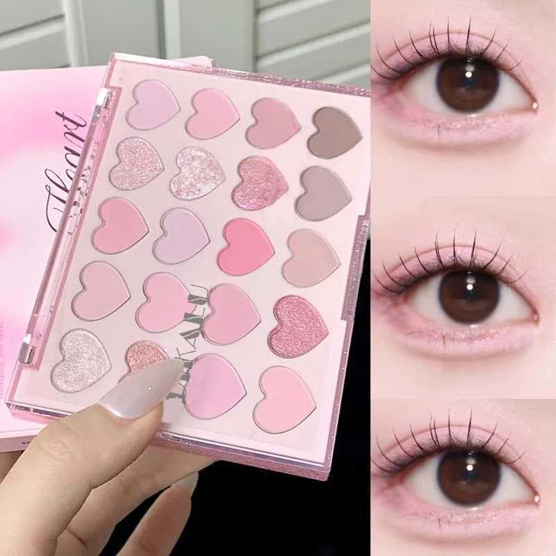 Sweet Pink 20 Color Heart Shaped Eyeshadow Plate Pearl Glitter Purple Eyeshadow Pink Blusher Naturally Brightens Korean Makeup H260327