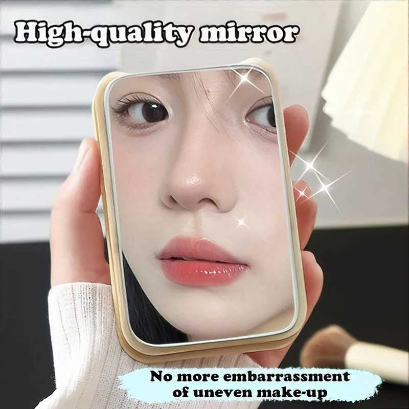 PU Leather Solid Color Foldable Makeup Mirror Simple Portable Handheld Desktop Dual-Use Student Cute Pocket Mirror H260327