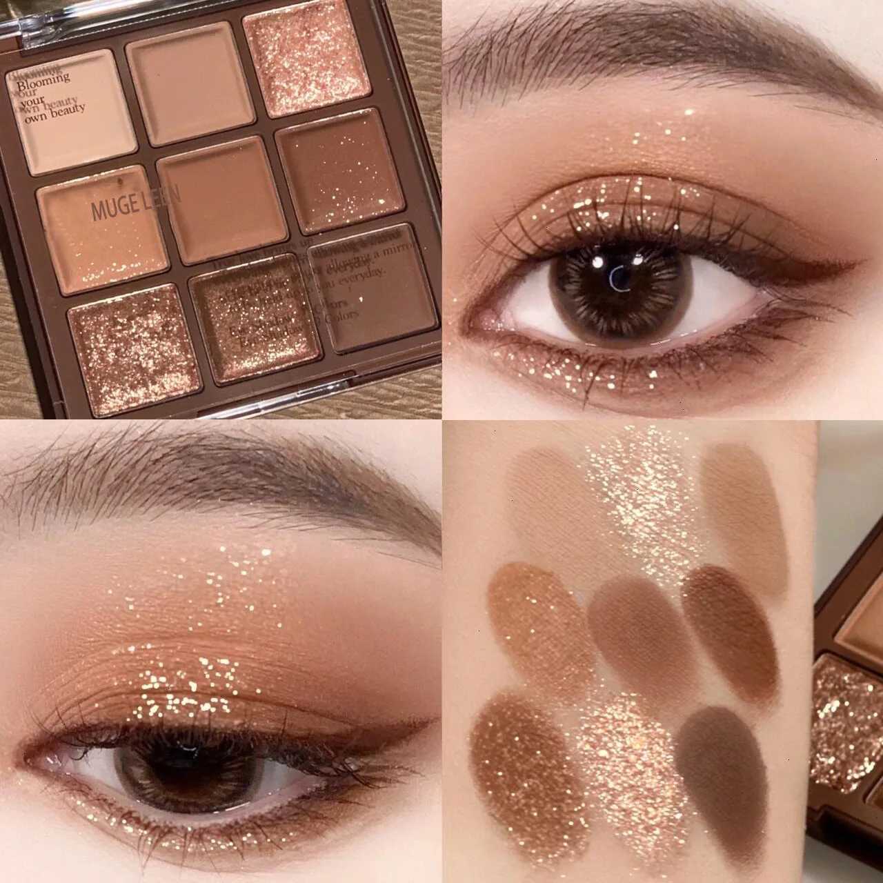 Nine-color chocolate eye shadow plate earth color pearlescent matte glitter fine without makeup H260327