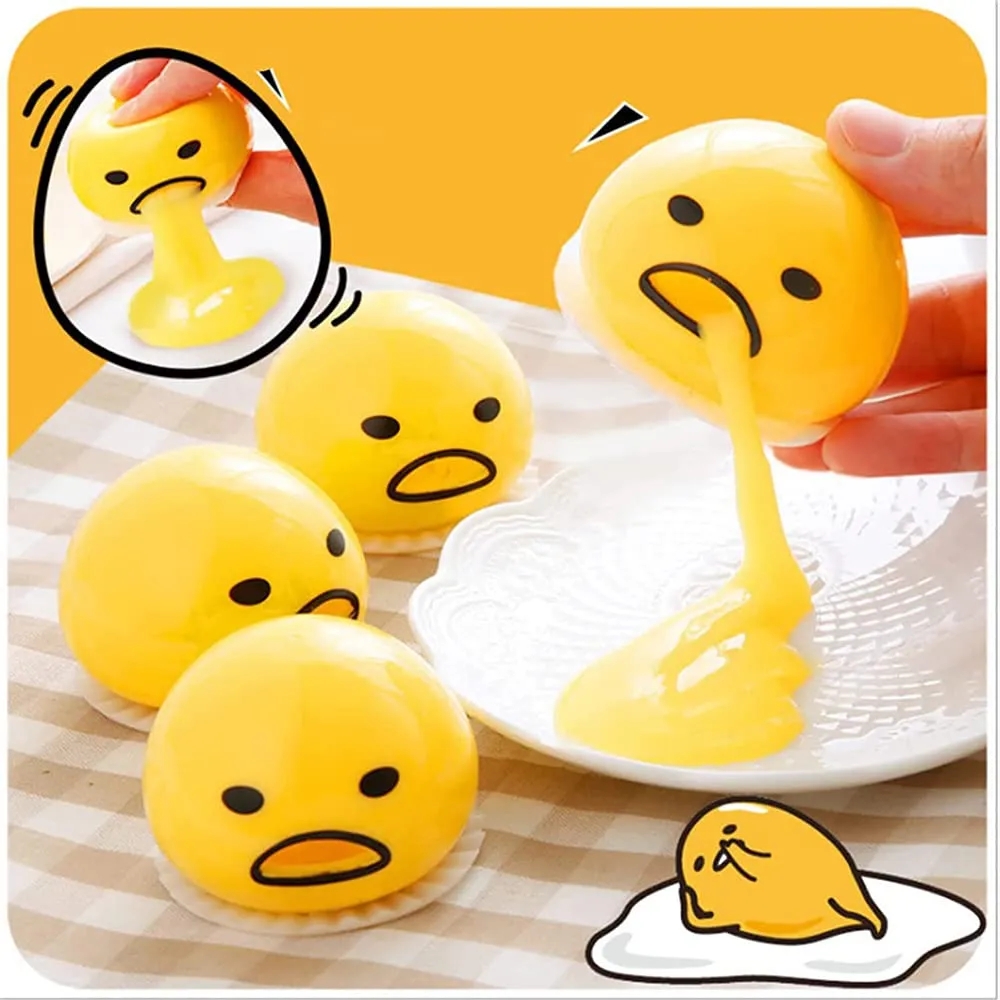 Funny Egg Yolk Squishy Toys Squeeze Ball Vomit Custard Bun Creative Stress Relief Vent Relieve Pressure Sticky Toys BY SEA
