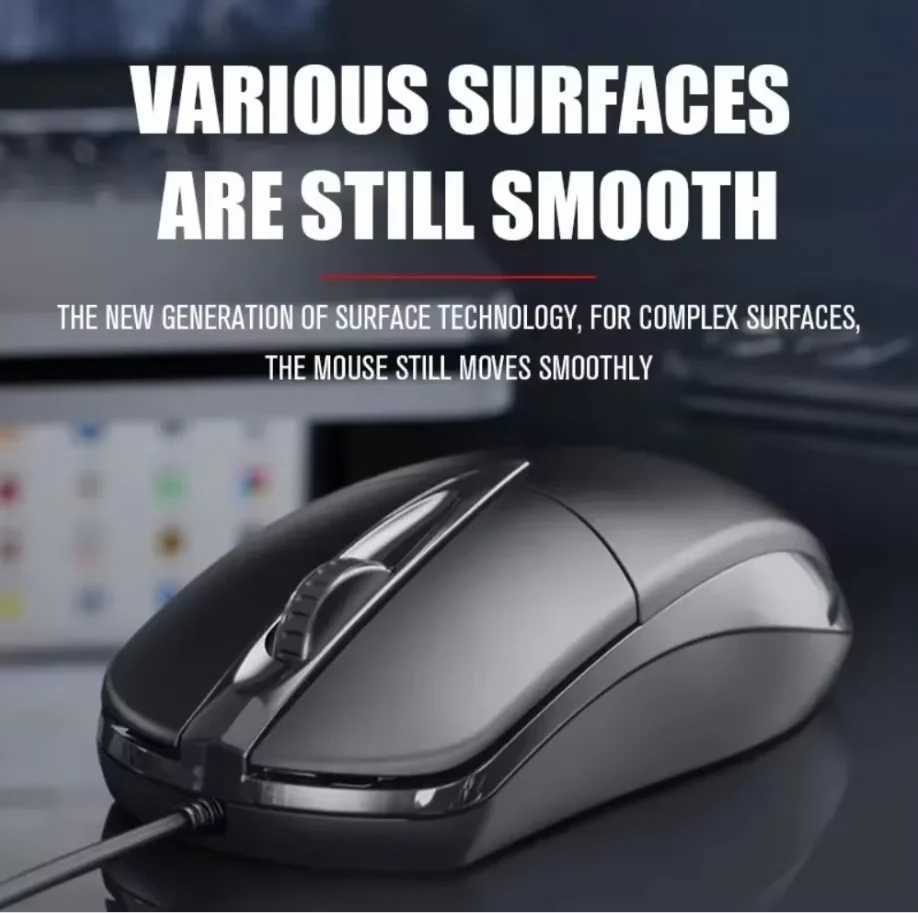 USB Optical Wired Mouse Laptop Home Office Mouse Anti Slip Roller 3D 1200DPI Game Mause Computer Accessories For PC Desktop D260327