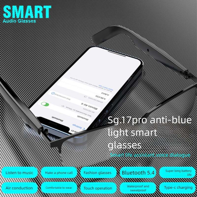 Famous Brand Cross Border AI Anti Blue Light Translation Call Music Open Smart Bluetooth Glasses Headset CKS