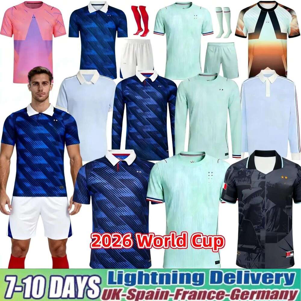 Maillot France 2026 World Cup French Soccer Jereys Final BENZEMA GIROUD GRIEZMANN SALIBA PAVARD KANTE POGBA THURAM 26 27 Maillot De Foot Equipe Football Shirt Kids
