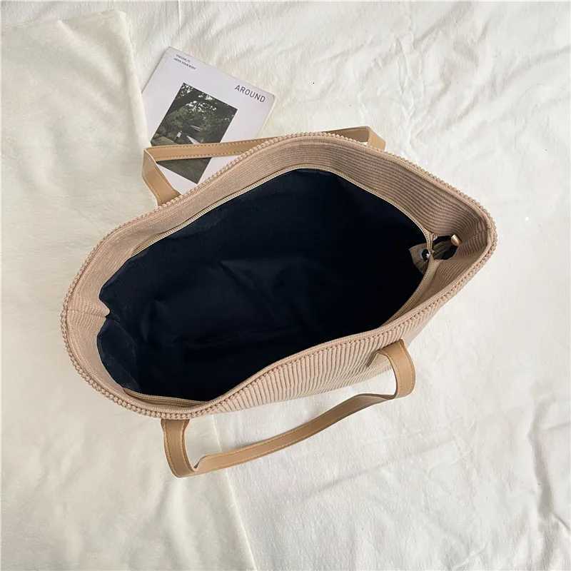 New Women Top Handle Bags Large Capacity Corduroy Shoulder Tote Bag for Work Comfortable and Versatile Texture Commuting Bag C260327
