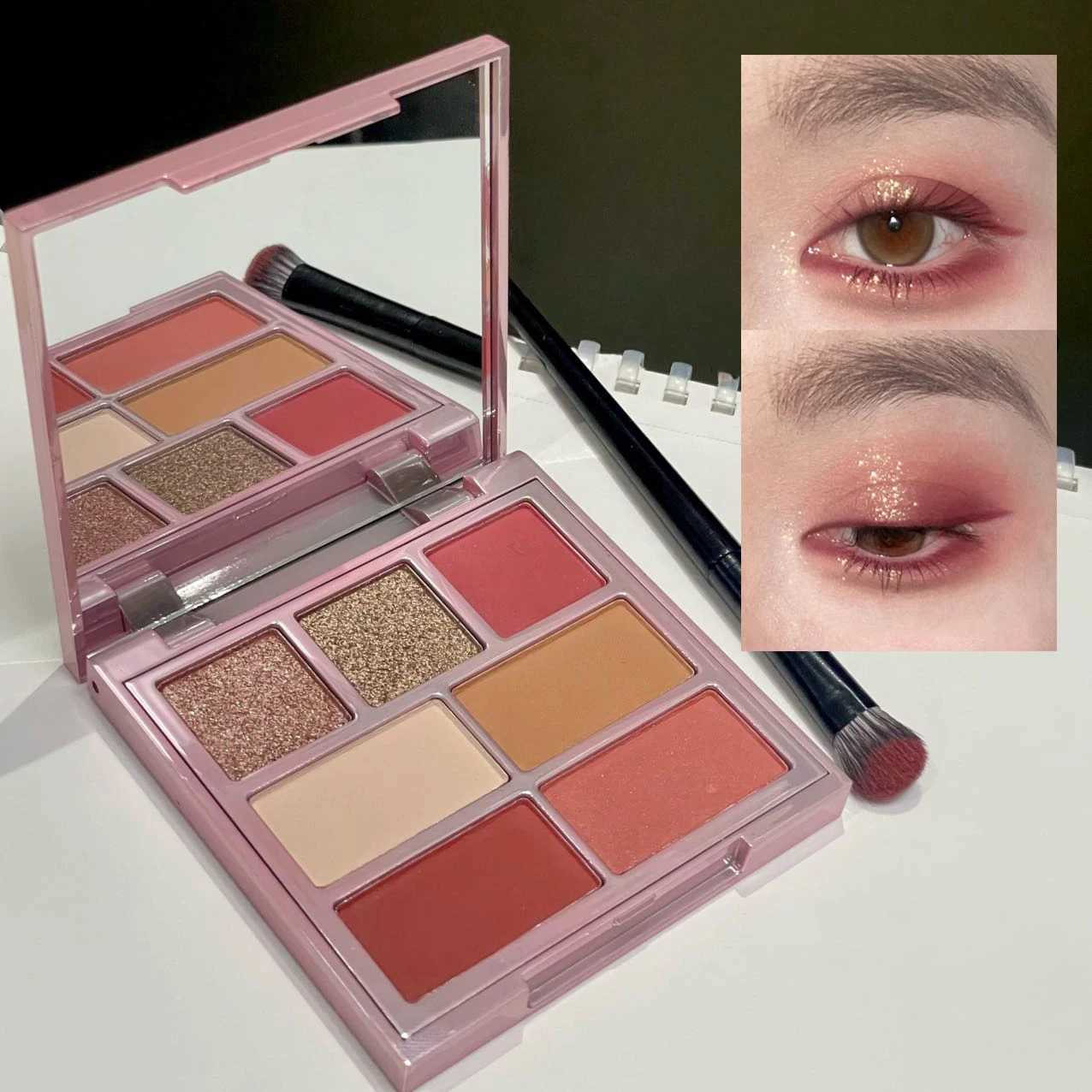 7Color Matte Velvet Red Eye Shadow Palette Facial Makeup Plate Powder Blusher Highlight Brightening Long-lasting Eye Shadow Tray H260327
