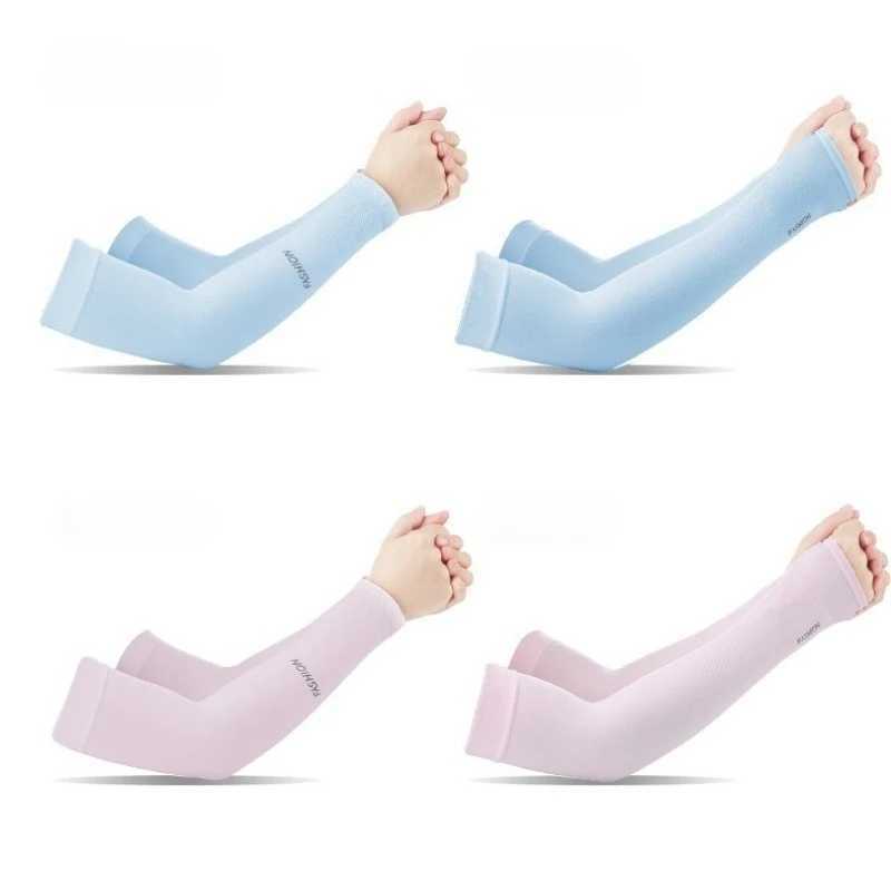 2Pairs Fashion Sun Ice Silk Sleeves Unisex Summer Sun Protection Arm Sleeves Suitable for Outdoor Riding Driving Fishing D260326