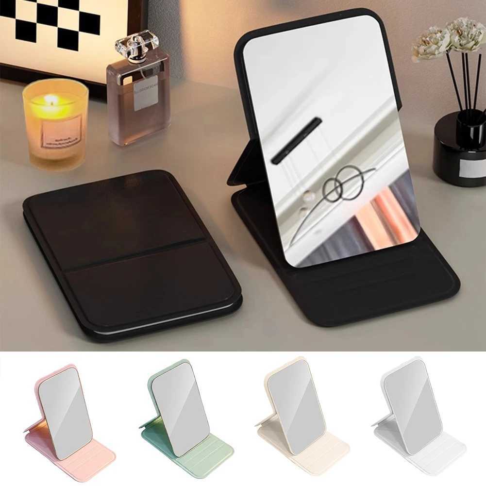 Folding Makeup Mirror With Adjustable Stand Pu Leather Soft Cover Small Makeup Mirror Portable Travel Mirror For Office Desk H260327