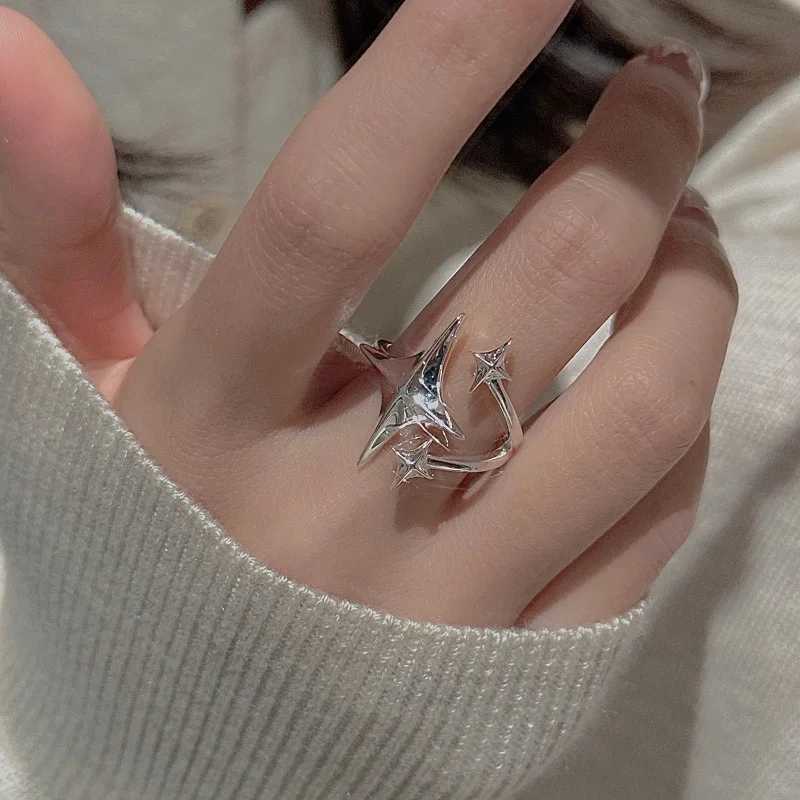 BF CLUB 925 Sterling Rings for Women Simple Geometric Handmade Irregular Retro Vintage Stars Ring Allergy For Birthday Gift H260327