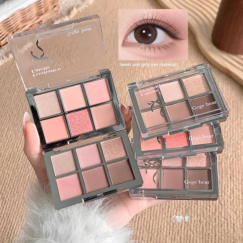 Gege Bear 6-color Eyeshadow Palette Matte Pearlescent Earth Color Sequin Long-Lasting Eyeshadow And Contour Palette H260327