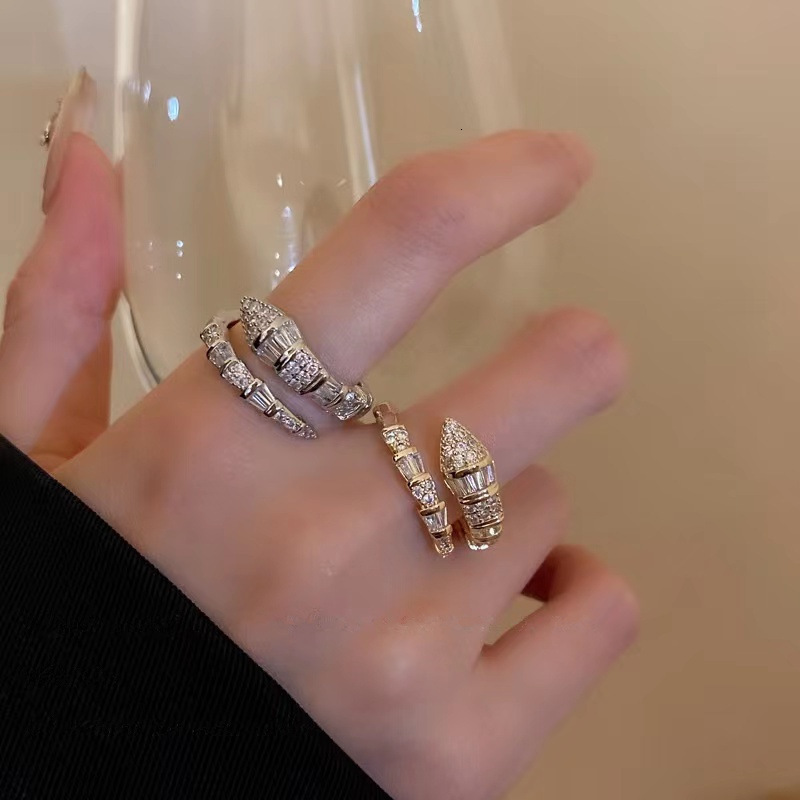Luxury Serpentine Zircon Ring Stylish Open-Design Jewelry A Minimalist Accessory That Goes with Everything