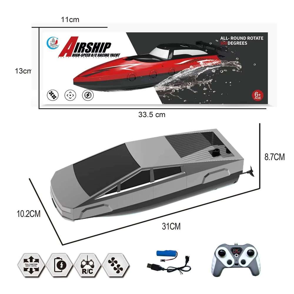 2.4GHz High Speed RC Boat Kids Boys, Dual Motor Waterproof Remote Control Racing Speedboat Toy for Pool Lake Outdoor Toys