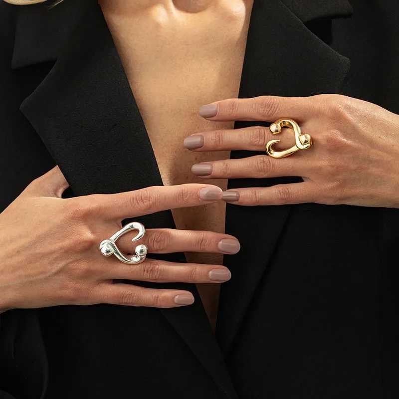 New Minimalism Irregular Heart Shape Finger Rings Women Vintage Geometric Chic Knuckle Ring Aesthetic Jewelry Gifts H260327