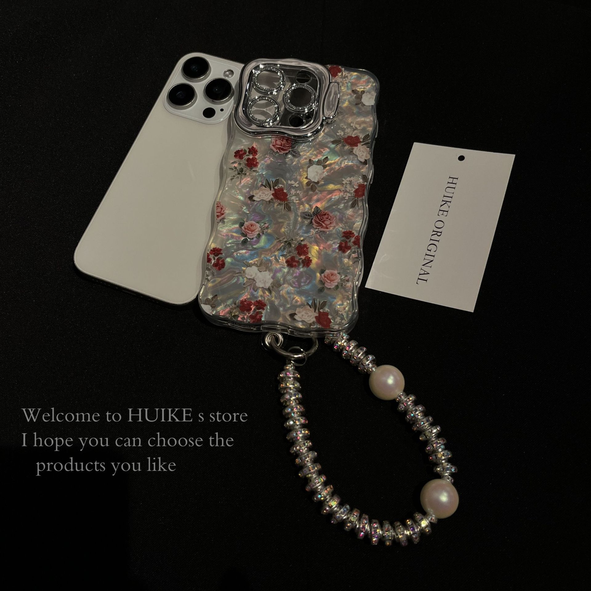 Shockproof Mother-of-Pearl Flower Lens Film Stand Case for iPhone