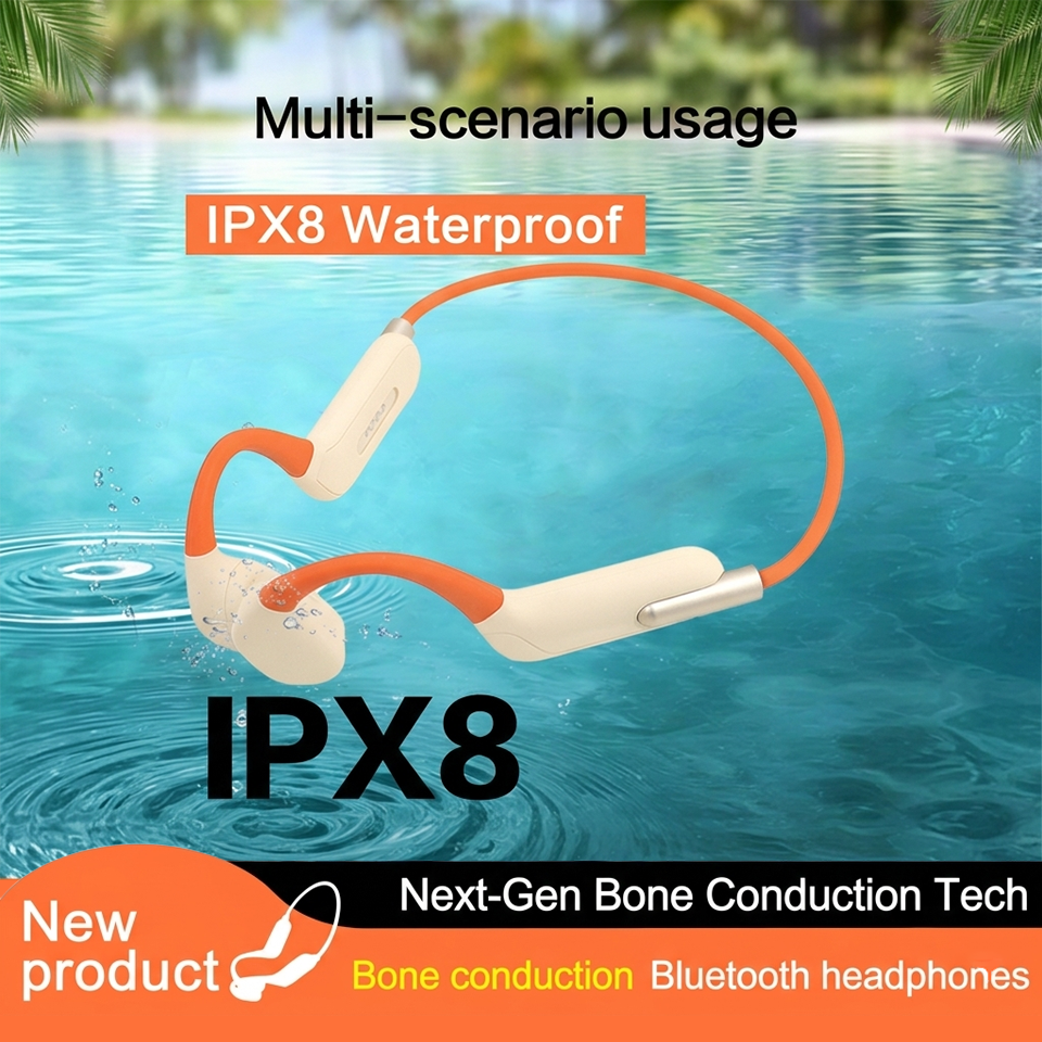 32GB MP3 IPX8 Swimming Bone Conduction Headphones V5.4 Wireless Sport Earphones with ENC Mic for Diving Running Cycling