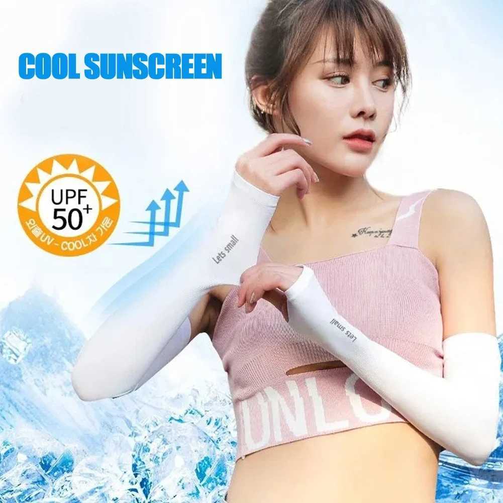 UPF50 Summer Arm Sleeves Ice Fabric Breathable Quick Dry Running Sportswear Sun UV Protection Long Arm Cover Cycling Arm Sleeve D260326