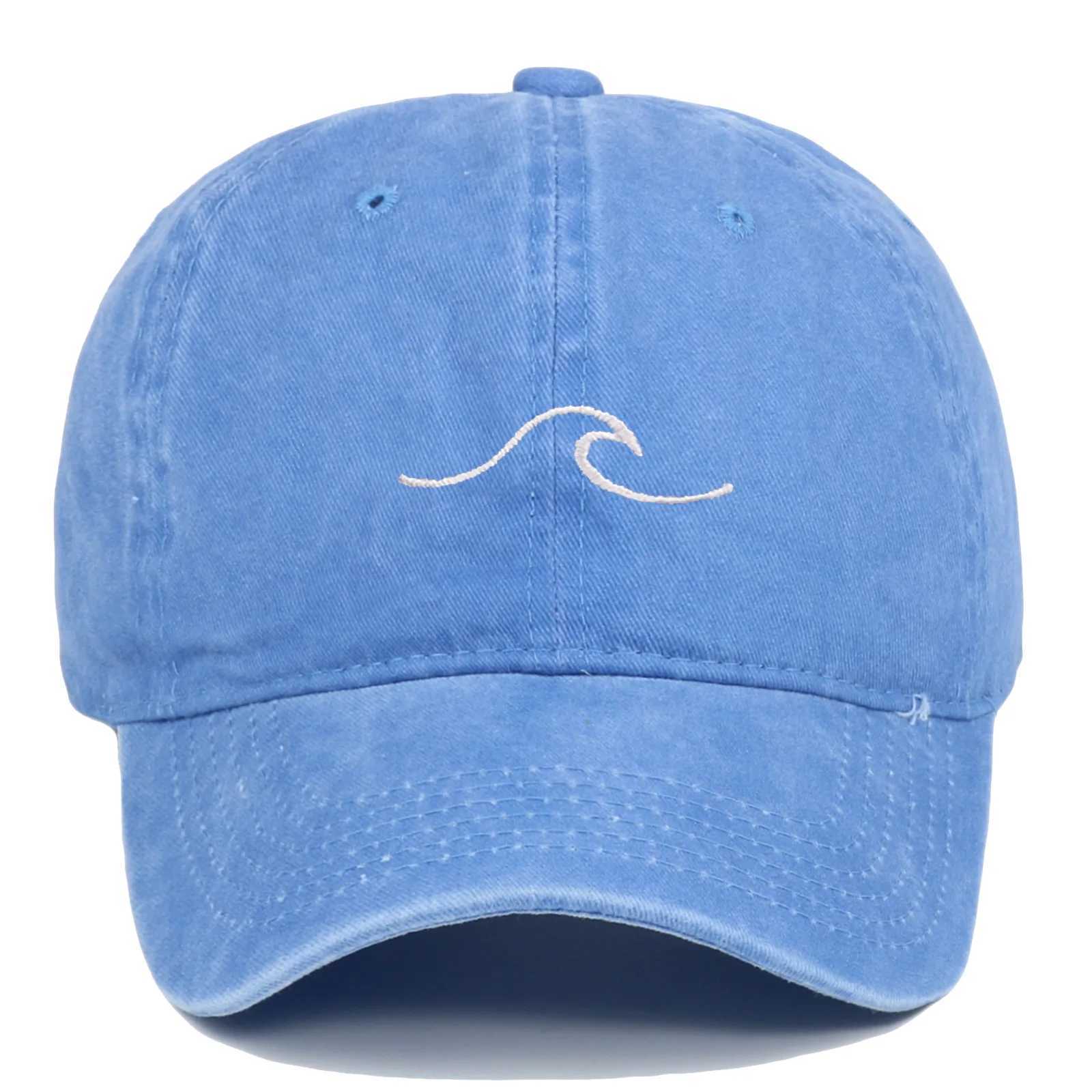 Wave pattern embroidered baseball solid color washed retro hat mens and womens hip-hop sun hat travel M260327