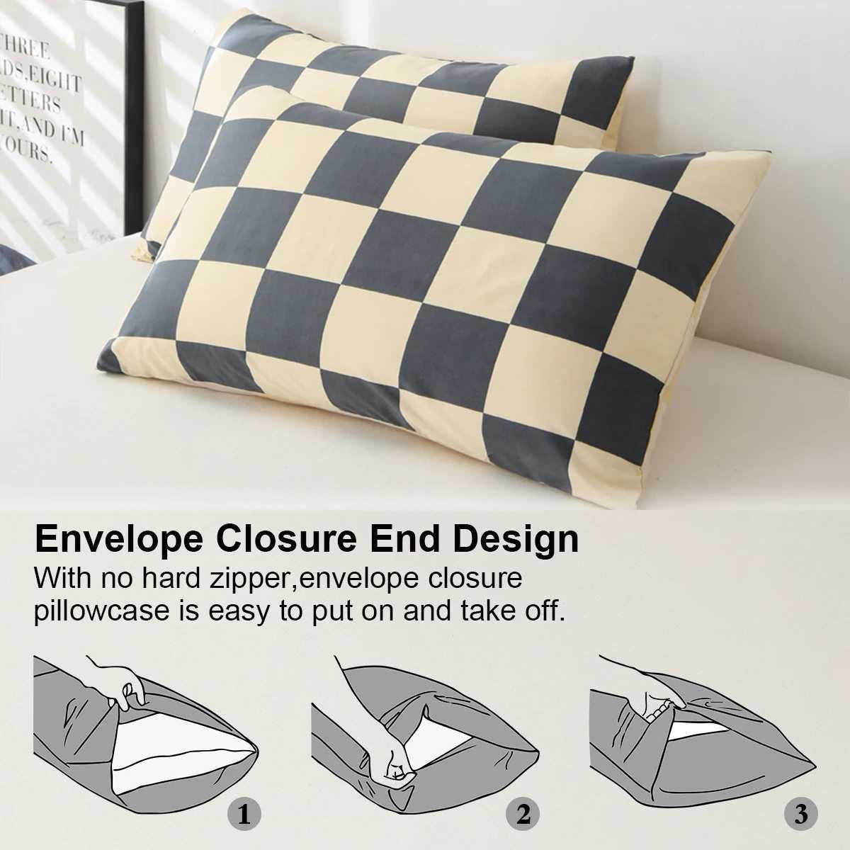 3pcs Checkered Pattern Print Duvet Cover Set Soft Skin-Friendly Bedding Set Includes 1 Duvet Cover And 2 Pillowcases H260327
