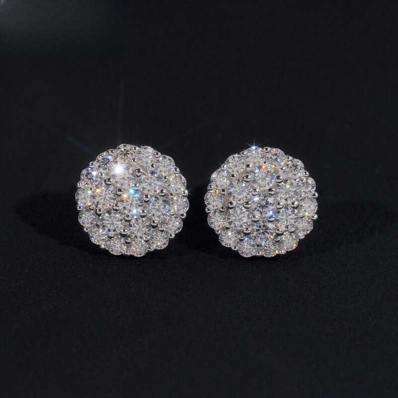 Pass Tester GRA Certified Stocks VVS Diamond Fully Iced Out 925 Silver Jewelry Moissanite Stud Earrings