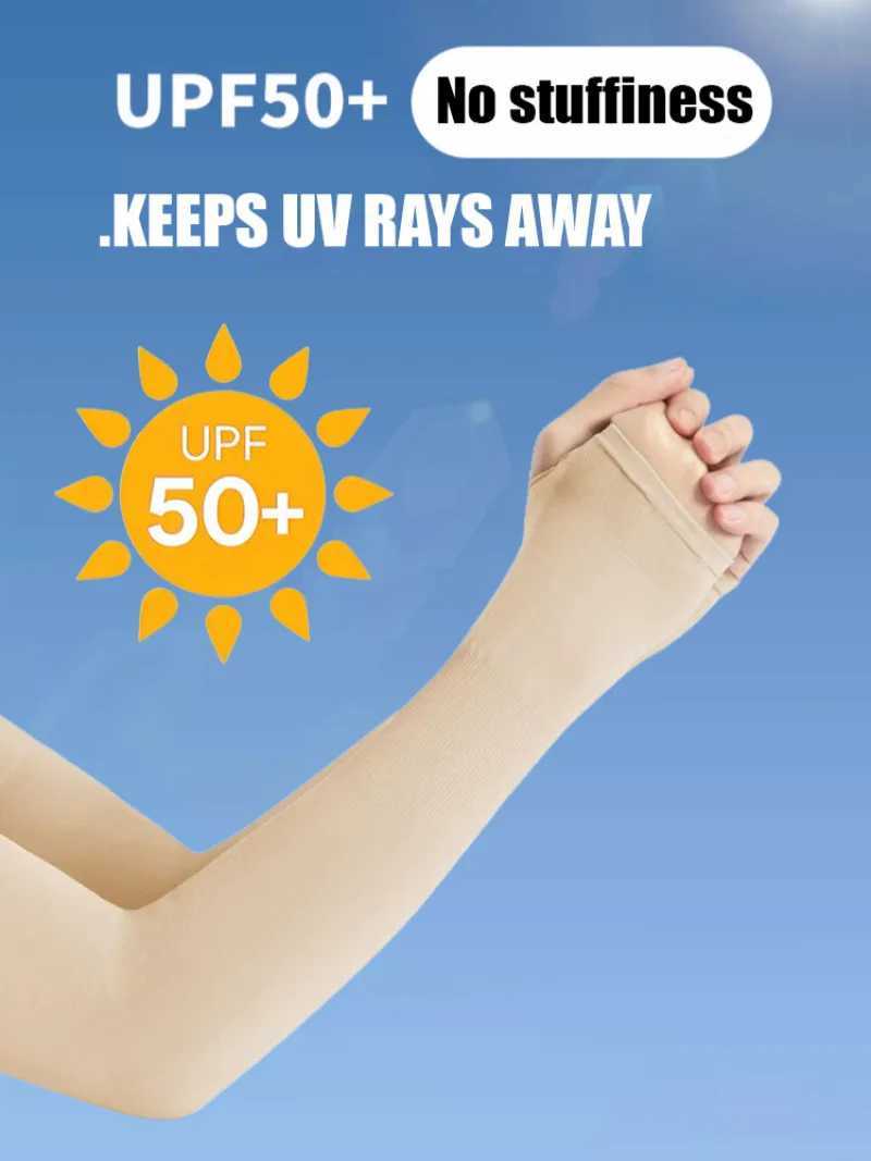 Invisible Sunscreen Seamless Ice Sleeves UPF50 Cooling Silk Fabric UV Protection Arm Covers For Outdoor Sports Driving D260326