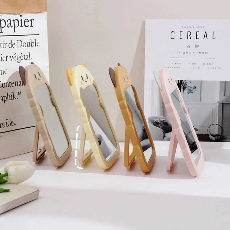 Bedroom Small Makeup Mirror - Cartoon Panda Ear Table Foldable Style Dormitory Office Use H260327