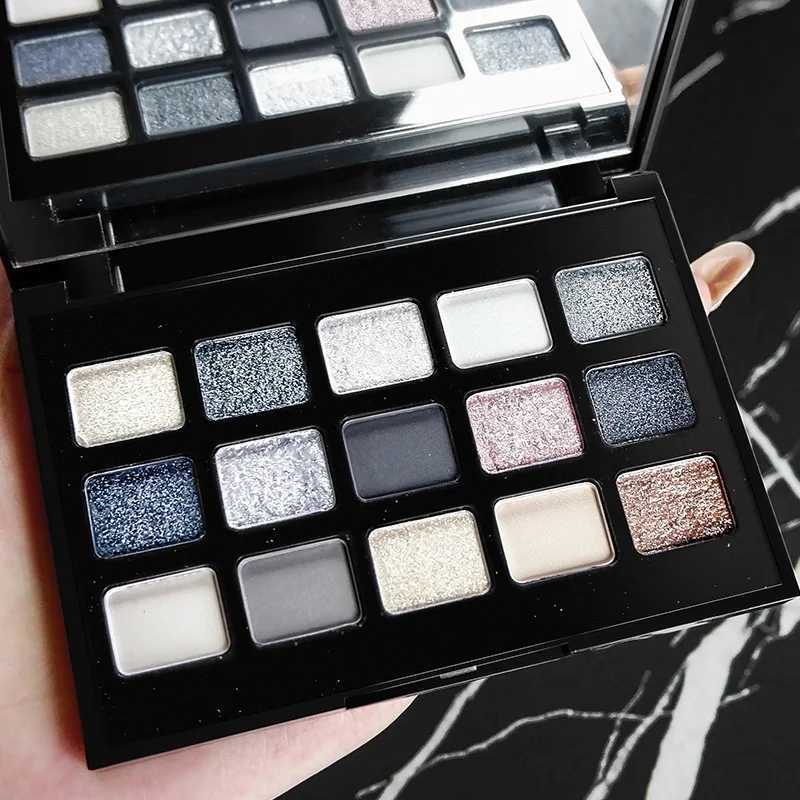 Black Smokey Eyeshadow Palette 15 Colors Punk StyleNeutral Eye Make up Shimmer Pearly Sequin Eyeshadow H260327